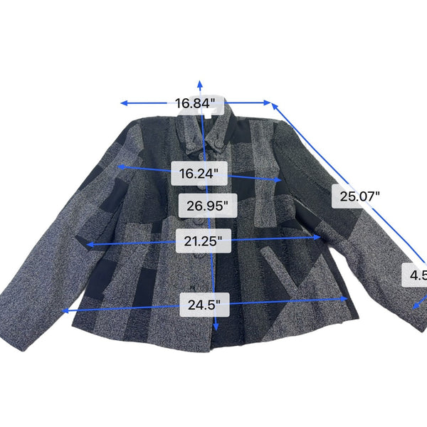 Coldwater Creek Womens Black/Gray Patchwork Button-Up Jacket Size 16