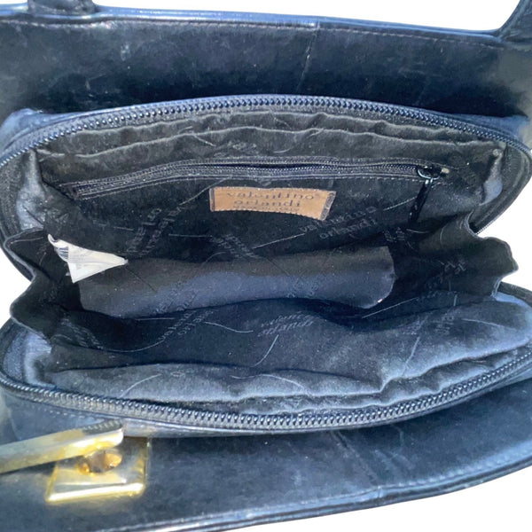 Valentino Orlandi Made In Italy Women’s Black Leather Gold Hardware Shoulder Bag