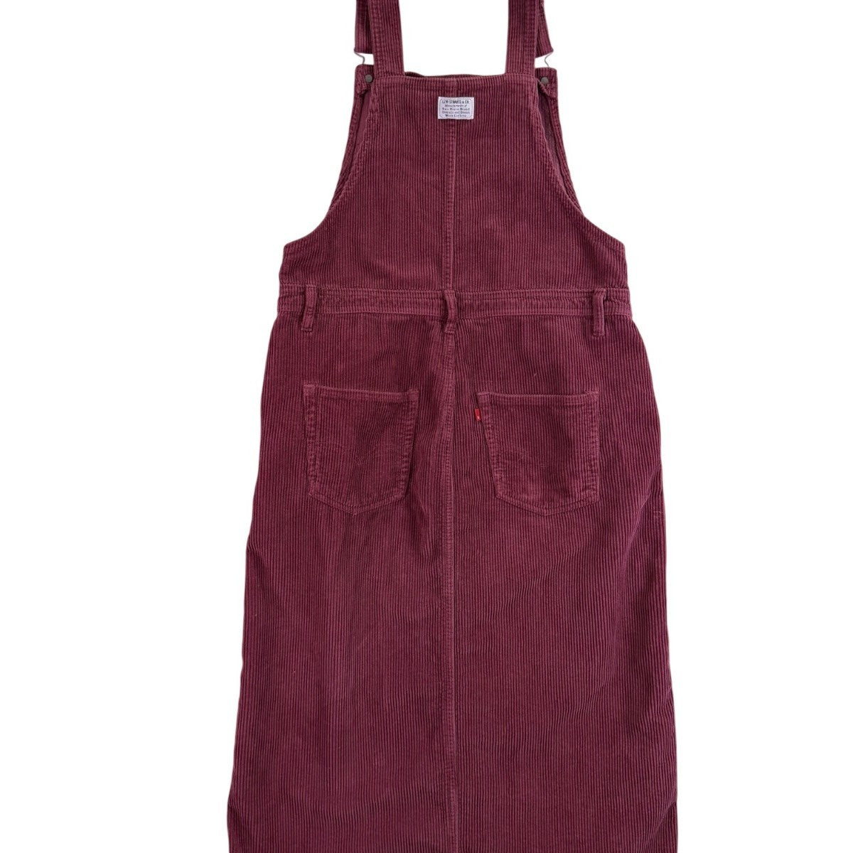 Levis Womens Burgundy Cotton Corduroy Button-Front Overall Midi Dress Size M