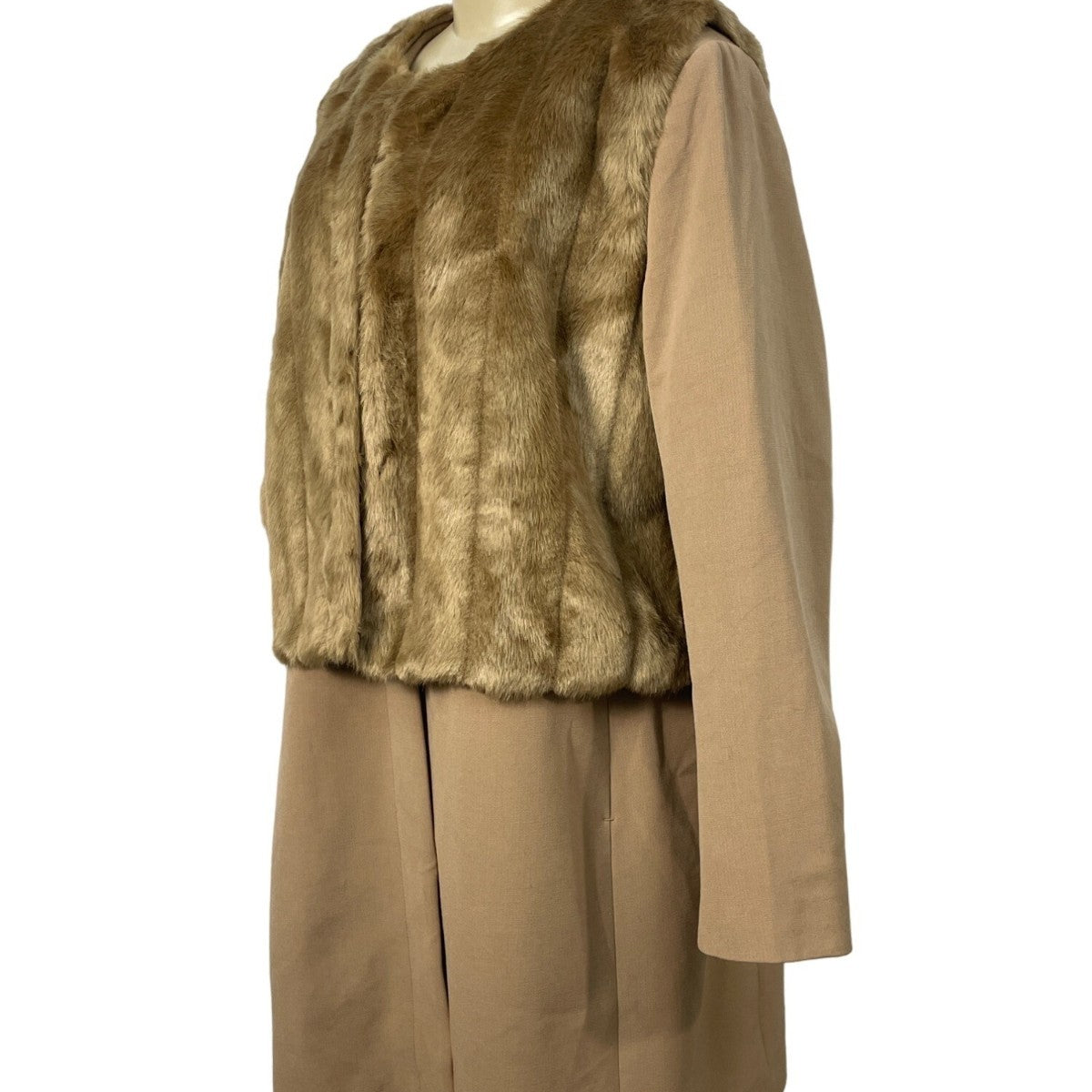 Multi Look IMAN  Coat & Vest Caramel Size 1X Winter Office Attire