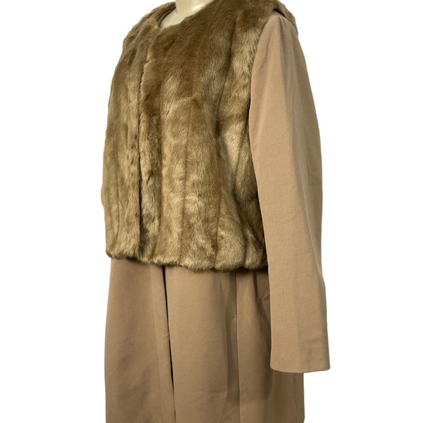 Multi Look IMAN  Coat & Vest Caramel Size 1X Winter Office Attire