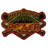Pittsburgh Power Softball Glittery Enamel Lapel Pin Dual Clutch Back Design