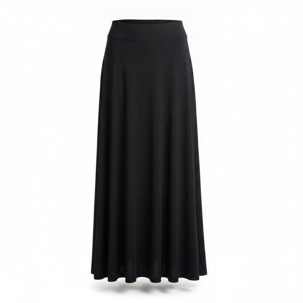 Black Womens Maxi Skirt  Lightweight Stretchy Flared Stylish Design Sz US12