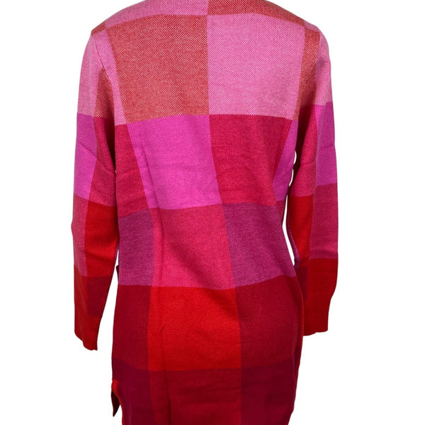 Isaac Mizrahi Live Open Front Cardigan Sweater Womens Pink & Red Knit Size S