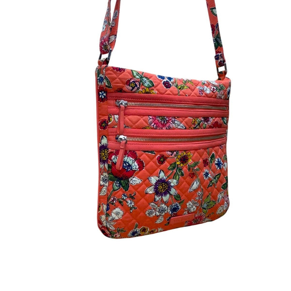 Vera Bradley Women’s Coral Floral Quilted Pattern Adjustable Crossbody Bag