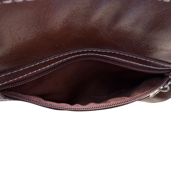 Nine West Women’s Brown Faux Leather Zip Closure Adjustable Strap Crossbody Bag