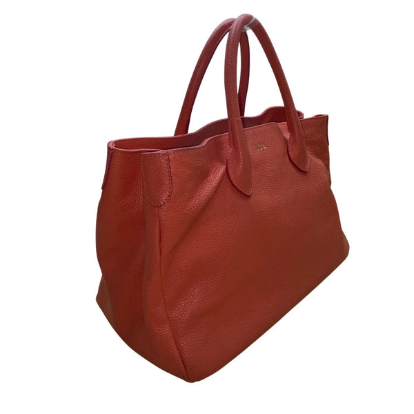 Mark & Graham Women’s Red Leather Gold BCB Initial Details Tote Bag Size L