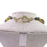 Vintage Womens Green & Yellow Stone Necklace W/ Pendant Various Metal