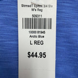 L.L.Bean Womens Blue 3/4 Sleeve Split Neck Top Size L Regular