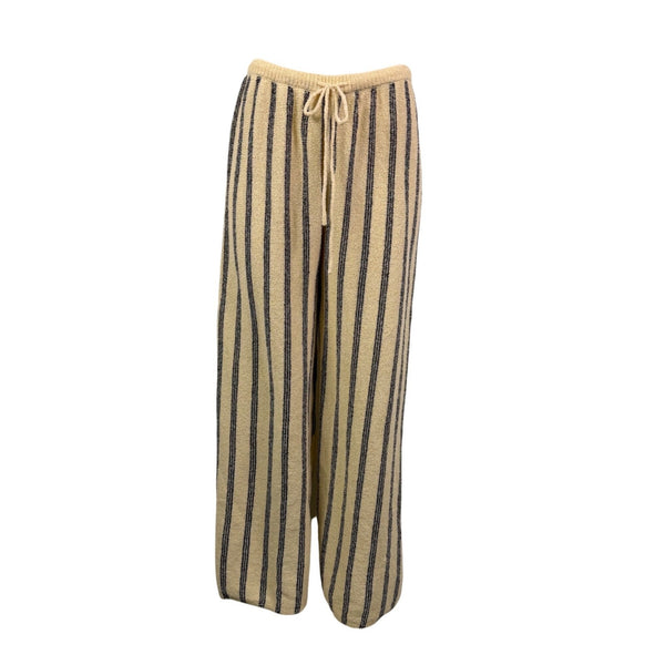 Cupshe Womens Beige/Black Striped Wide-Leg Casual Knit Lounge Pants Sz M - New