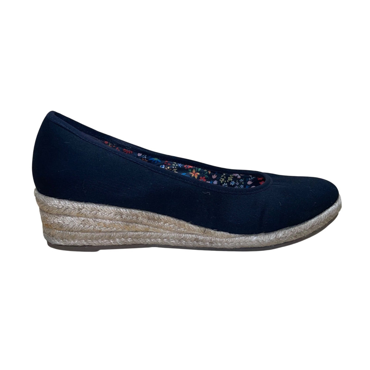 LifeStride Velocity Women’s Black Fabric Karma Wedge Espadrille Shoes Size 9.5M
