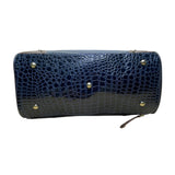 Samantha Brown Women’s Brown & Blue Faux Croc Embossed With Zippered Satchel Bag