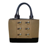 Kate Spade Women’s Brown Black Fabric & Patent Leather Stud Accents Tote Bag