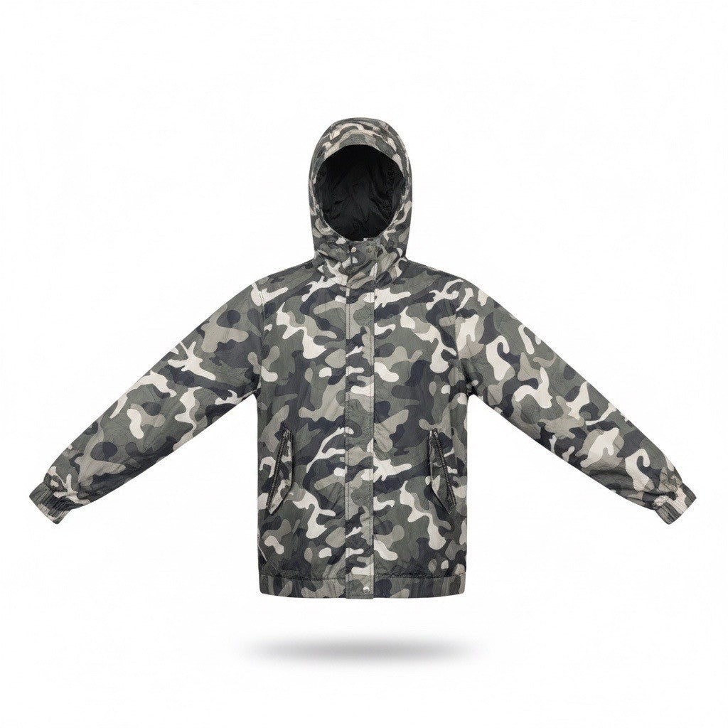 Ci Sono Mens Camouflage Hooded Windbreaker Jacket Waterproof Outerwear Size M