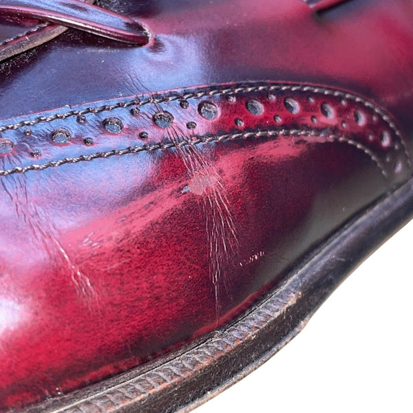 Salvatore Ferragamo Men’s Burgundy Leather Tassel Brogue Accent Loafers Size 13