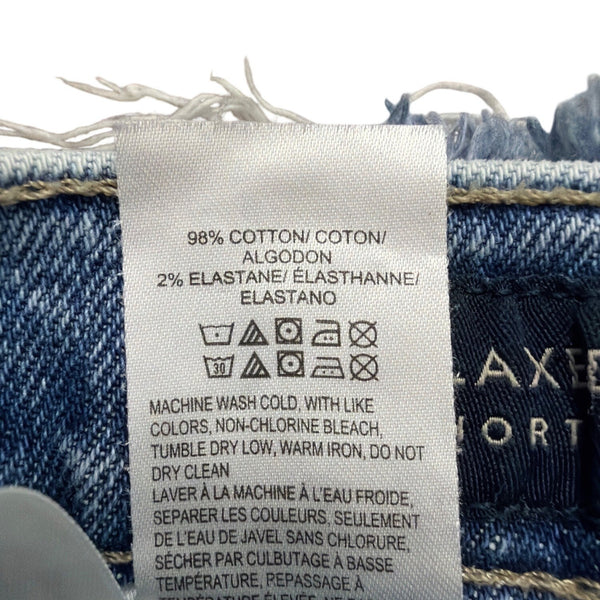 Lucky Brand Womens Blue Relaxed Denim Shorts With Distressed Hem Size 0