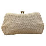 Vintage Women’s Ivory Beaded Made in Japan Kiss Lock Evening Clutch