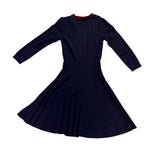 Draper James Womens Navy Pleated Dress With Red Trim Bow Accent Size M