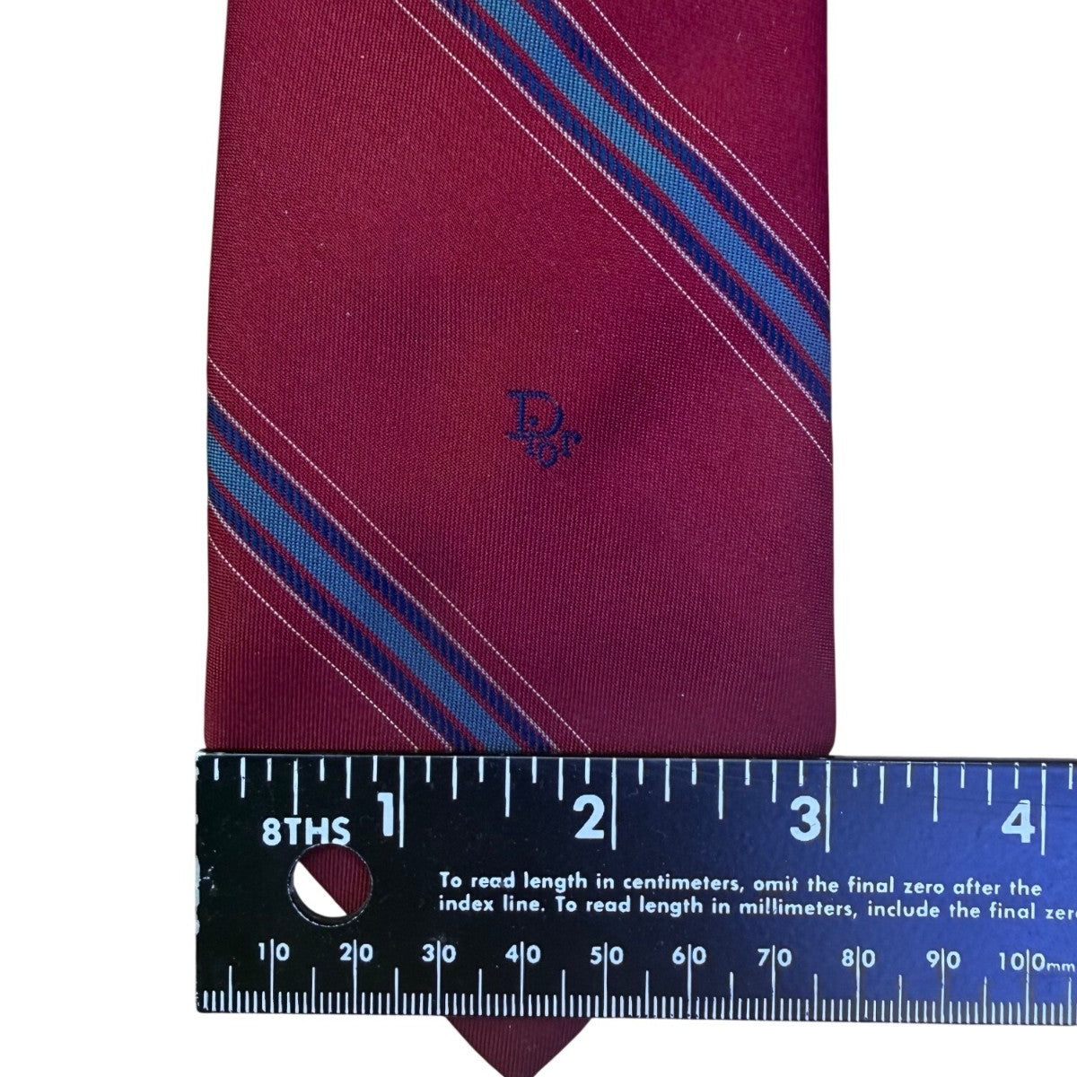 Christian Dior Mens Maroon Striped Polyester/Silk Classic Tie