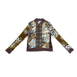 Jaipur Womens Multi-Color Animal Print Jacket With Lace Accents Size M
