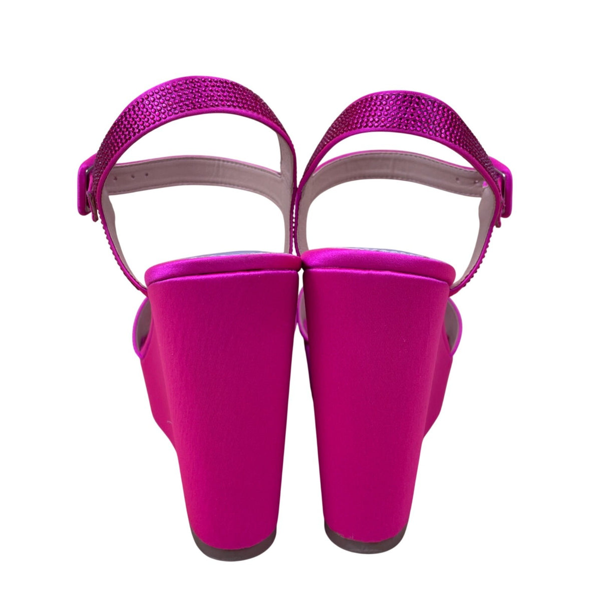 Maripé Women’s Fuchsia Rhinestone Ankle Strap  Platform AVA Wedge Sandals Sz 10M