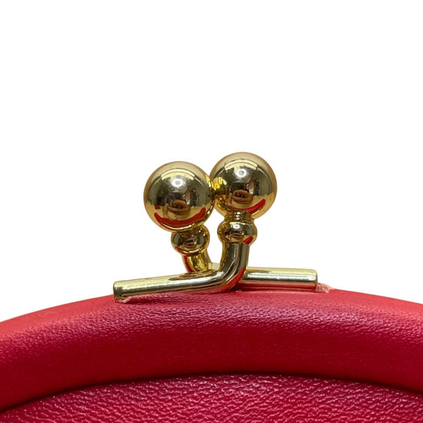 Budd Leather Women’s Red Leather Gold-Tone Clasp Closure Eyeglasses Purse