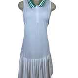 Addison Bay White Tennis Dress Sleeveless Pleated Skirt & Green Collar Sz XXL