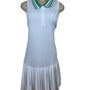 Addison Bay White Tennis Dress Sleeveless Pleated Skirt & Green Collar Sz XXL
