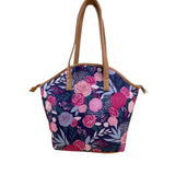 Fit + Fresh Women’s Navy Blue Floral Insulated Lunch Tote With Dual Tan Handles