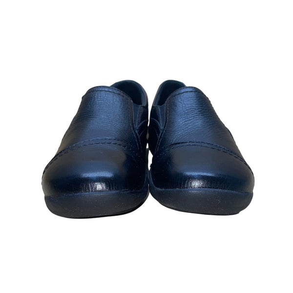 Clarks Women’s Black Leather Elastic Panels Slip-On In-Motion Shoes Size 7M