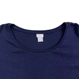 Chicos Womens Navy Cotton Modal Puff Sleeve Textured Top Size XL