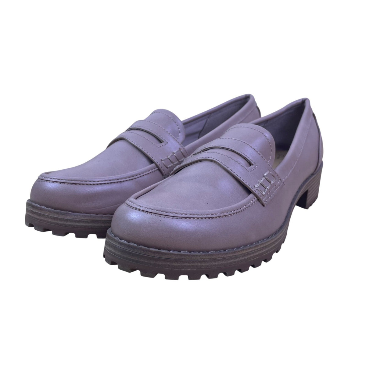 Time And Tru Women’s Mauve Pink Lug Sole Casual Slip-On Penny Loafers Size 10
