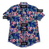 Tommy Hilfiger Mens Blue Linen & Cotton Hawaiian Floral Button-Up Shirt Size M