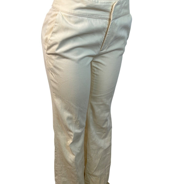 Banana Republic Womens Cream High-Waisted Slim Fit Pants With Hook Sz 6