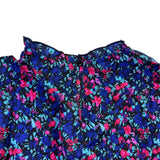 Simplefun Womens Blue Floral Blouse With Ruffled Sleeves Size M