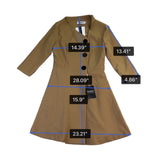 Quaint Womens Tan 3/4 Sleeve A-Line Coat Dress Stylish Essential Size 36