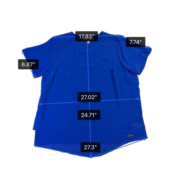 Michael Kors Womens Blue Short Sleeve Layered Hem Top Size 1X