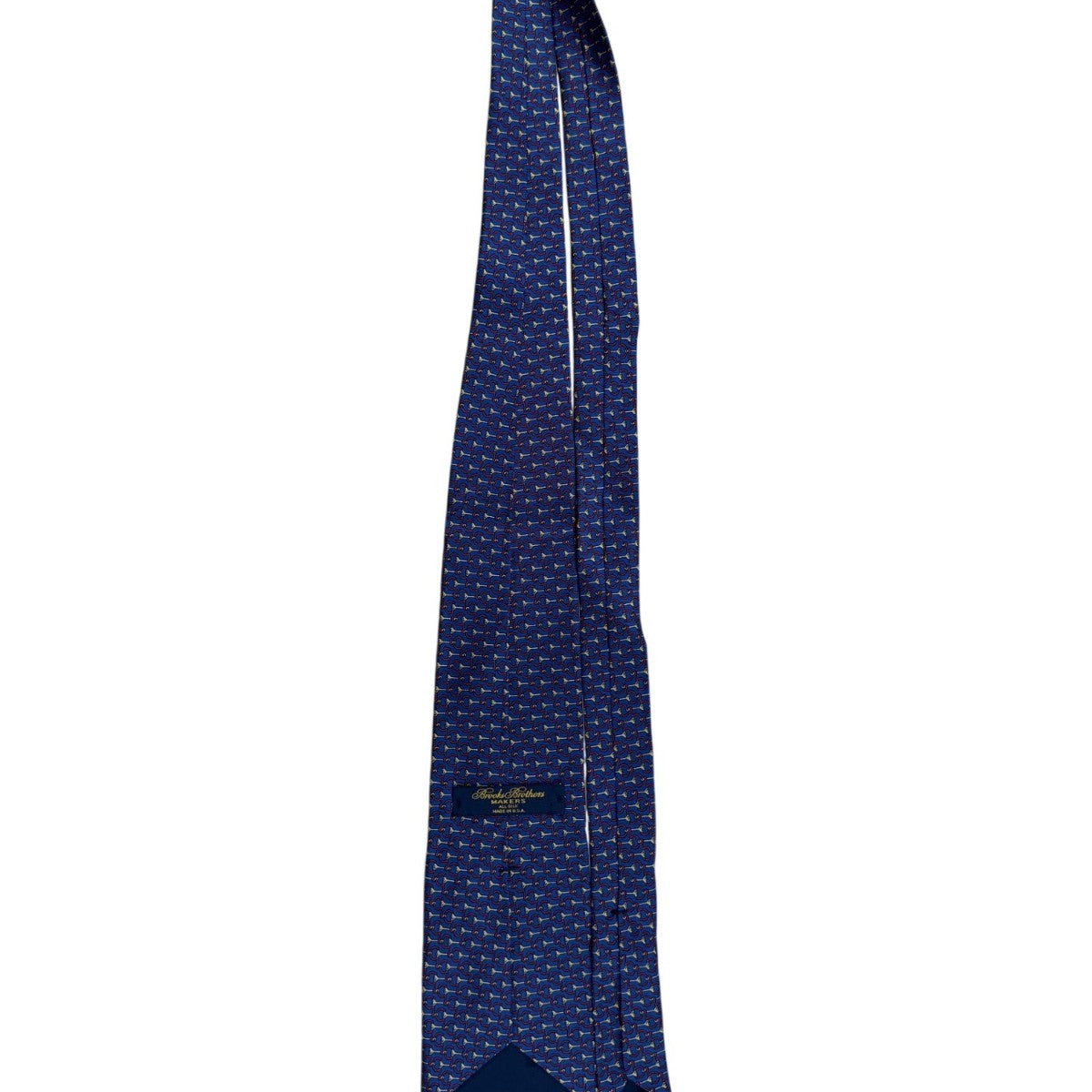 Brooks Brothers Mens Blue Silk Tie Horn And Bridle Pattern Elegant Design