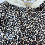 Babies Rus Toddler Girls Leopard Print Puffer Coat With Faux Fur Hood Sz 24M/2T