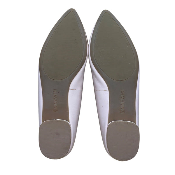 Nine West Women’s Pink Leather Slip-On Pointed Toe Onlee Ballet Flats Size 10M