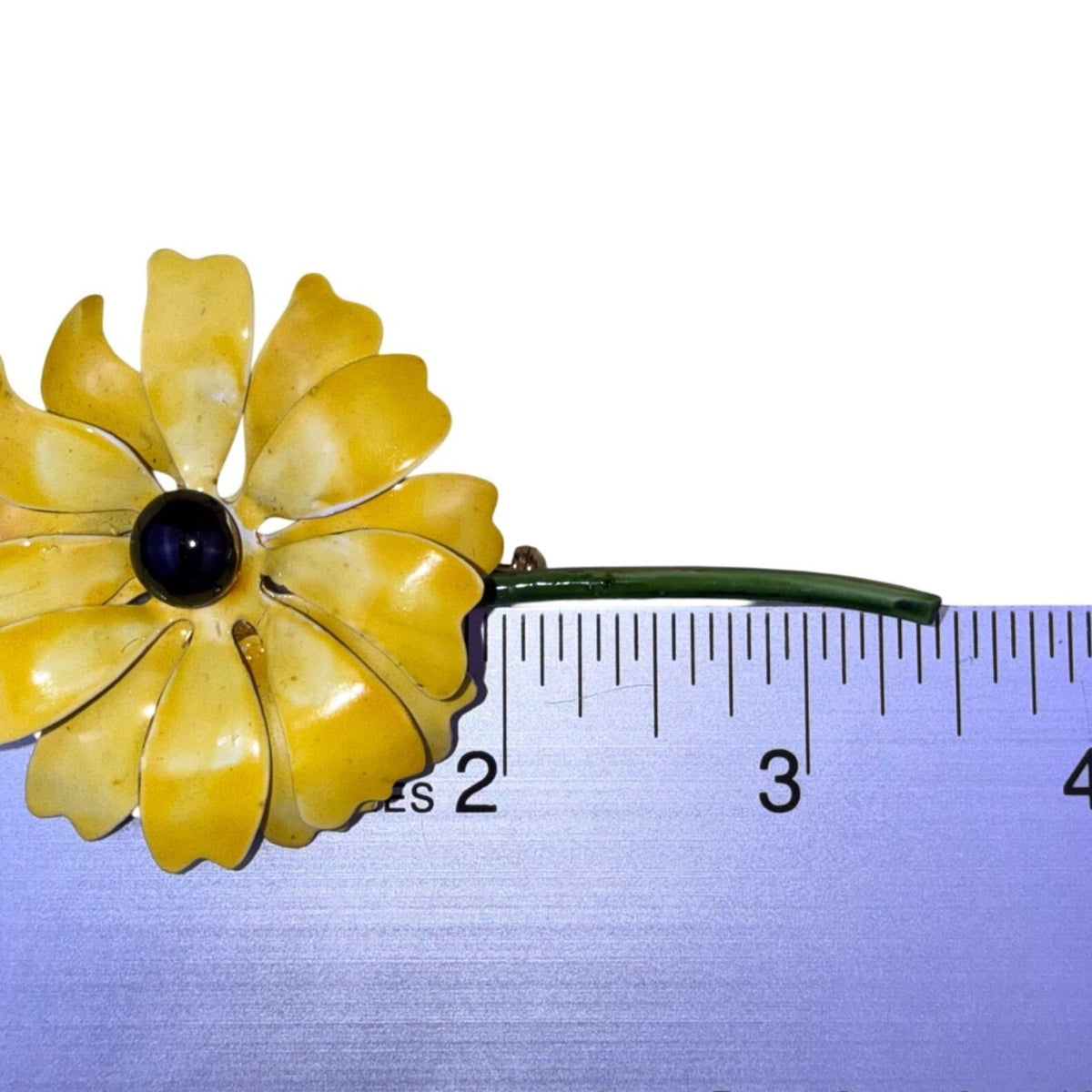 Original By Robert Womens Yellow Enamel Flower Brooch Gold Tone Dark Center