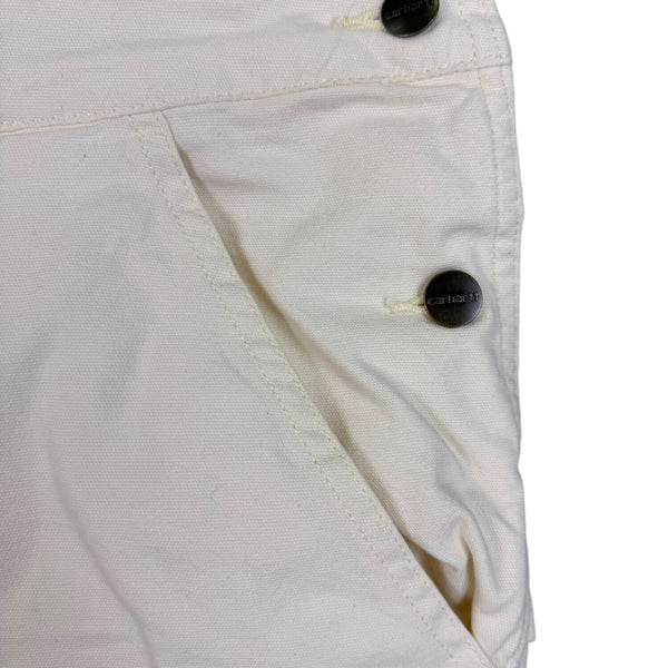 Carhartt Womens White Canvas Rugged Flex Bib Overalls Loose Fit Sz XL (16-18)