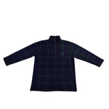Ralph Lauren Mens Navy & Green Pullover Fleece Plaid Half Zip Sweater Size L