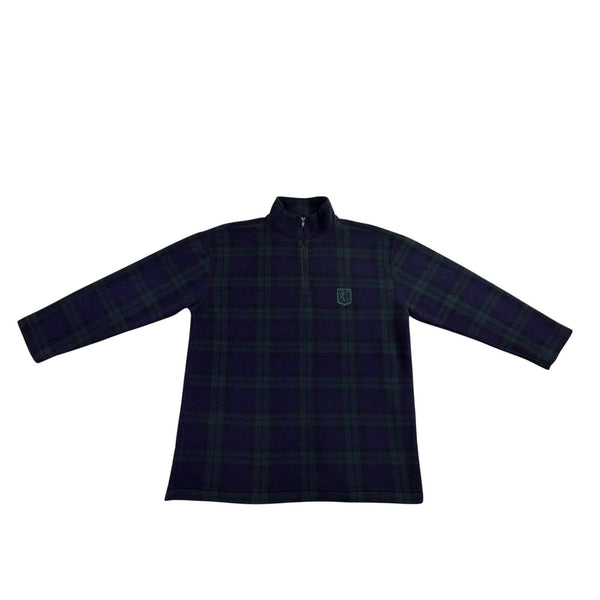 Ralph Lauren Mens Navy & Green Pullover Fleece Plaid Half Zip Sweater Size L