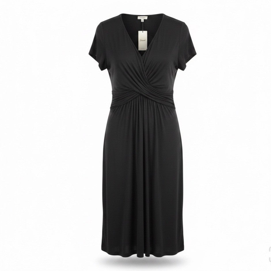 Soma Womens Black Short Sleeve Wrap  Dress Chic & Versatile Style Size L