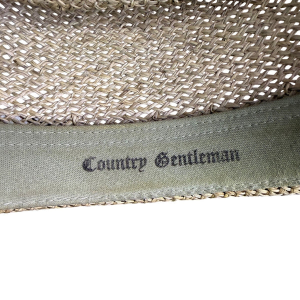 Country Gentleman Mens Natural Straw Hat Patterned Band Size L