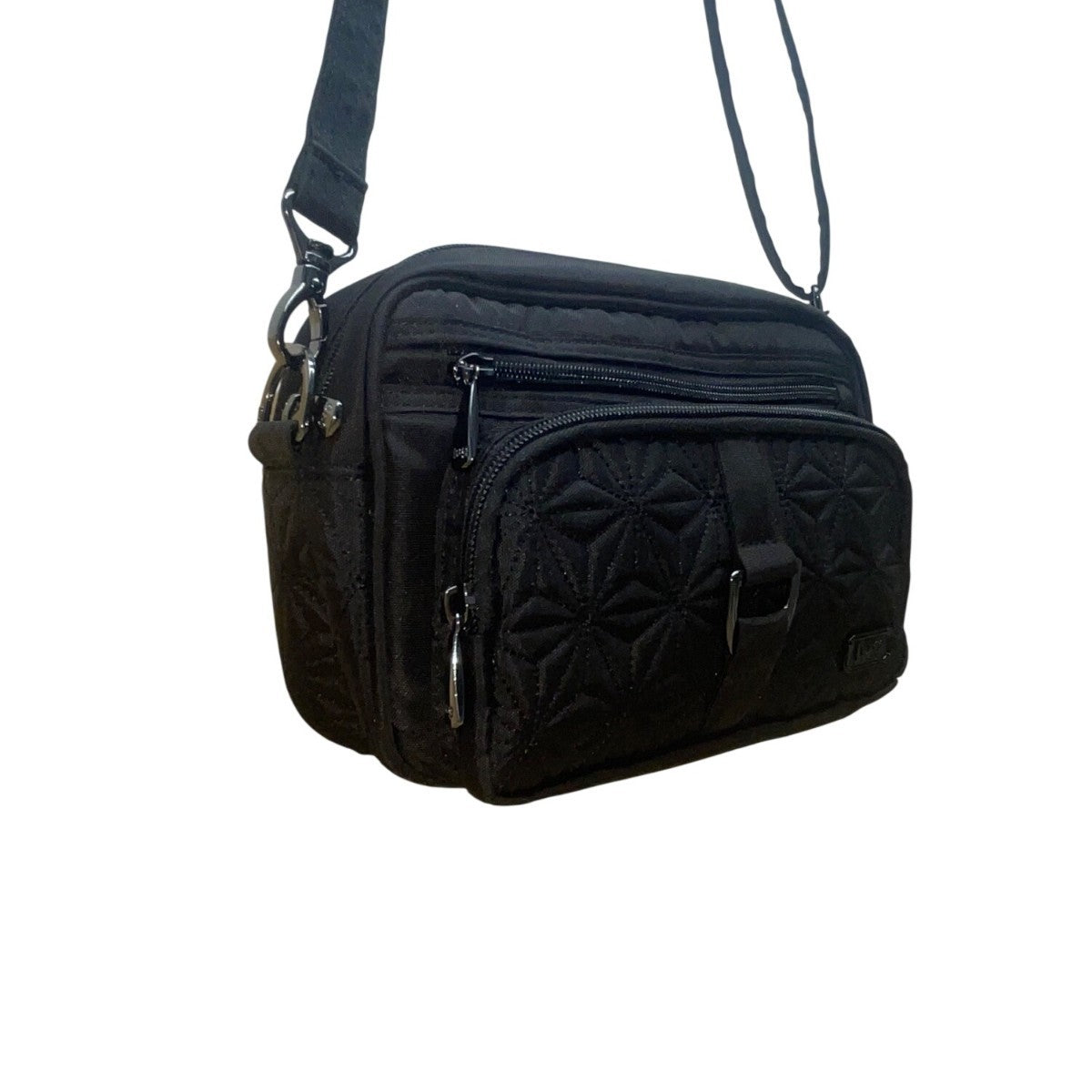 Lug Women’s Black Quilted Polyester Carousel Adjustable Strap Crossbody Bag