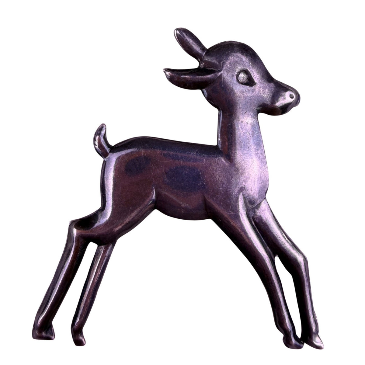 Sterling Women Silver Tone Vintage Deer Brooch Jewelry Animal Fawn Pin