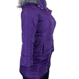 Calvin Klein Womens Purple Puffer Jacket With Faux Fur Hood & Side Pockets Sz S