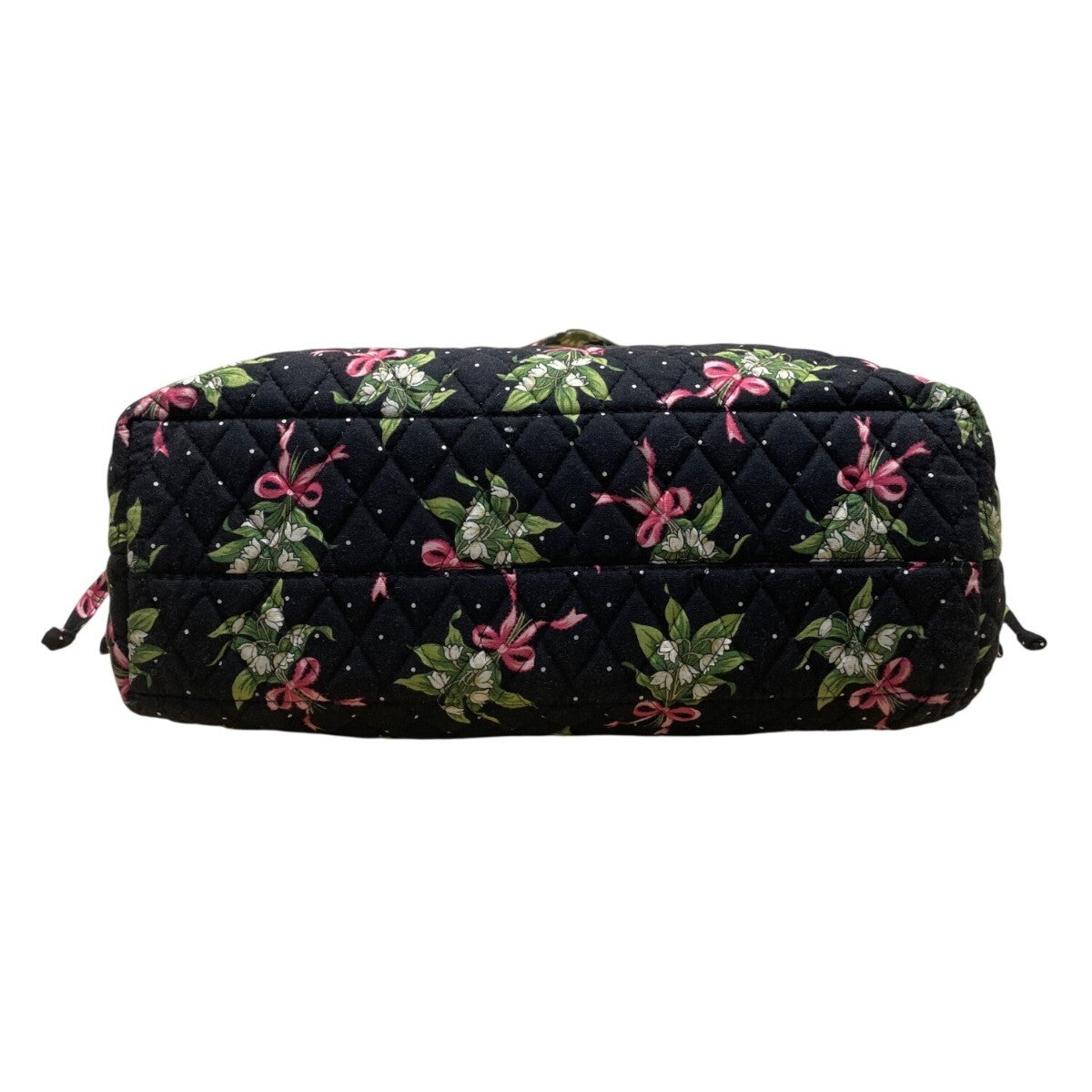 Vera Bradley Women’s Black & Green Quilted Cotton Floral Shoulder Tote Bag